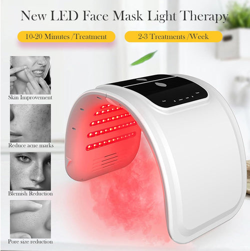 Mascara LED Facial,Mascara Luz Led Facial De 7 Colores, Mascara Facial Led, Mascarilla Facial LED Plegable Con Función, Adecuada Para El Cuidado De La Piel En El Hogar,Spa,Cara,Cuerpo